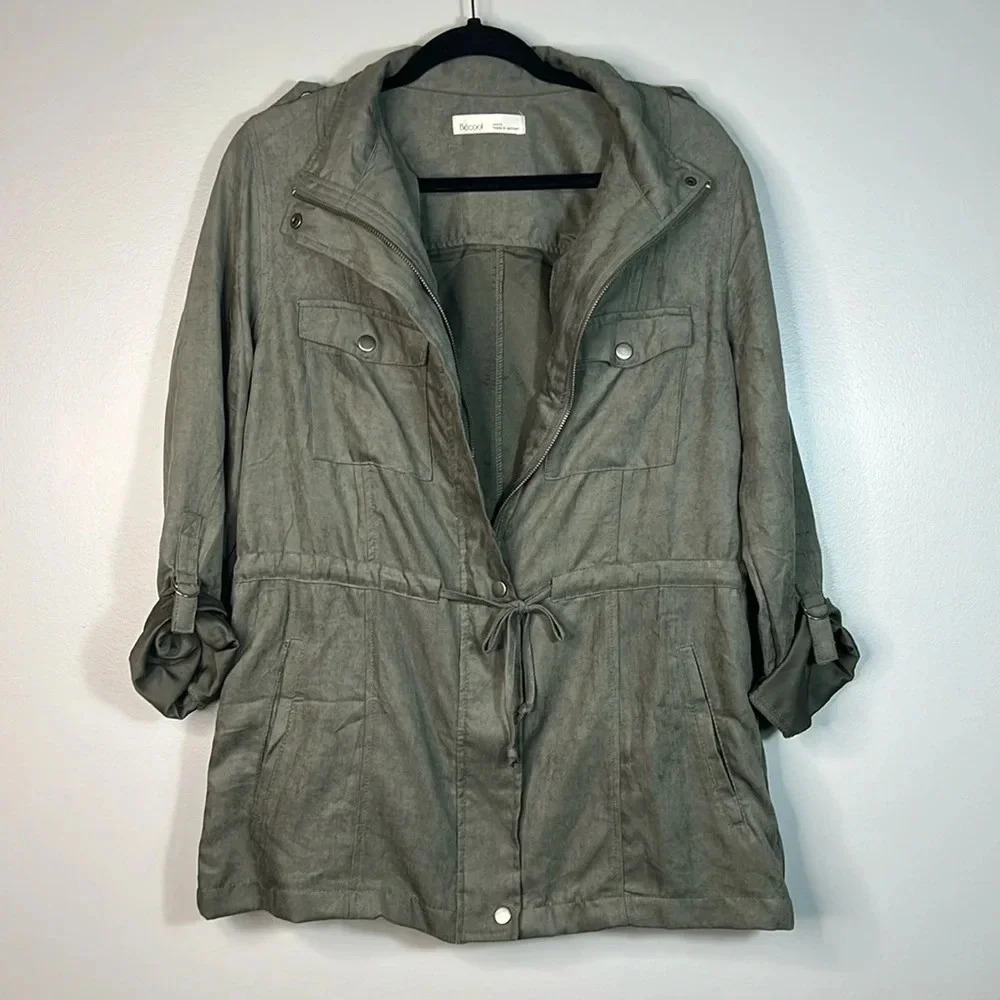 Becool Lightweight Utility Jacket with Drawstring Waist - Olive Green - Medium